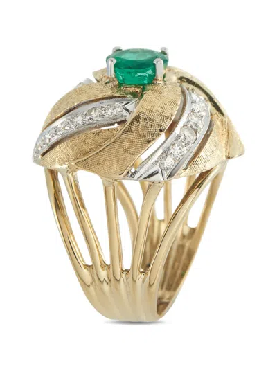 Pre-owned Lb Exclusive Diamond And Emerald Ring In Gold
