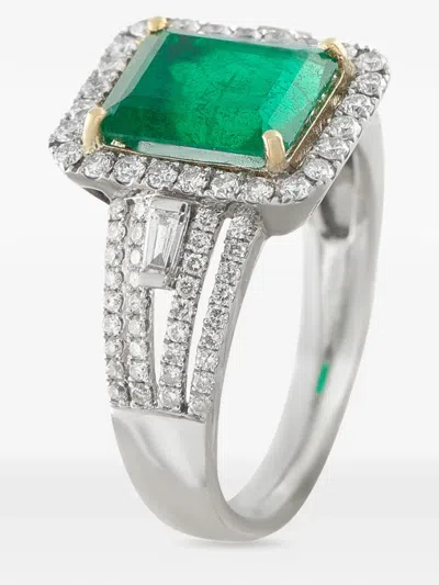 Pre-owned Lb Exclusive Diamond And Emerald Ring In Silver
