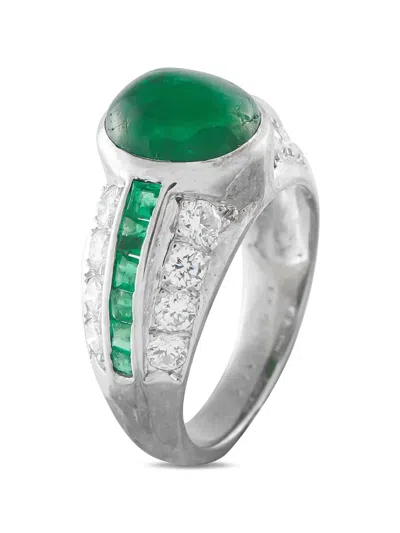 Pre-owned Lb Exclusive Diamond And Emerald Ring In Silver