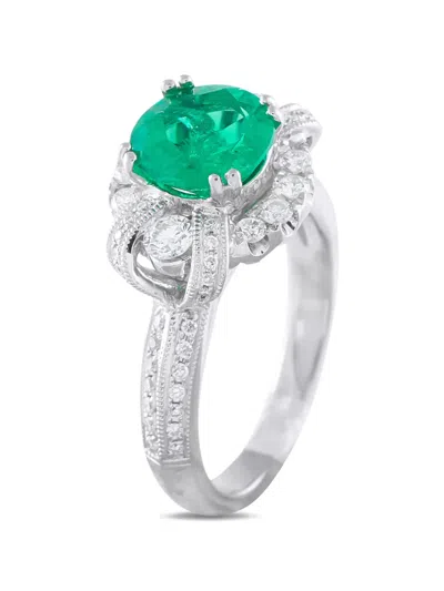 Pre-owned Lb Exclusive Diamond And Emerald Ring In Silver