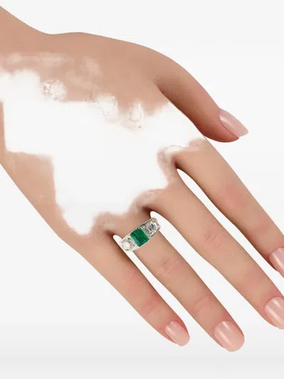 Pre-owned Lb Exclusive Diamond And Emerald Ring In Silver