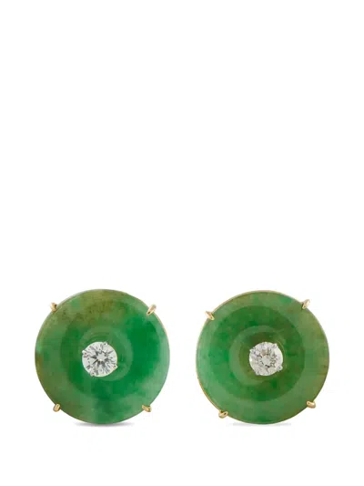 Pre-owned Lb Exclusive Diamond And Jade Earrings In Gold