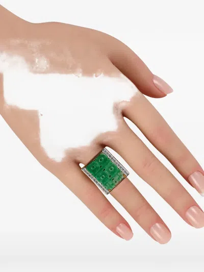 Pre-owned Lb Exclusive Diamond And Jade Ring In Gold