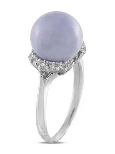 Pre-owned Lb Exclusive Diamond And Jade Ring In Silver