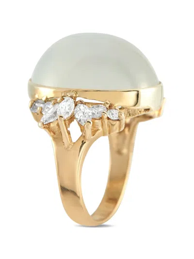 Pre-owned Lb Exclusive Diamond And Moonstone Ring In Gold