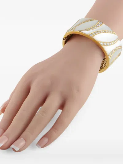 Pre-owned Lb Exclusive Diamond And Mother-of-pearl Bracelet In Gold