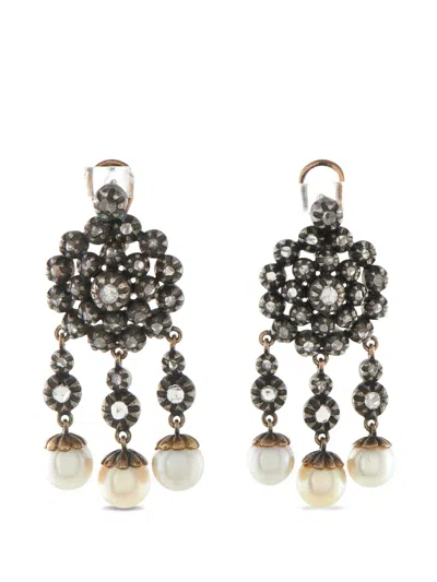 Pre-owned Lb Exclusive Diamond And Pearl Earrings In Pink