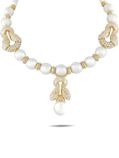 Pre-owned Lb Exclusive Diamond And Pearl Necklace In Gold