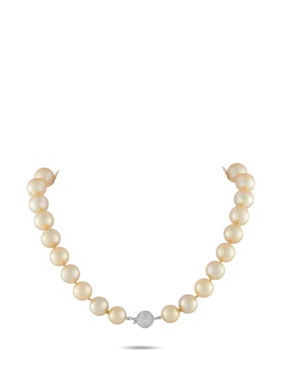 Pre-owned Lb Exclusive Diamond And Pearl Necklace In White