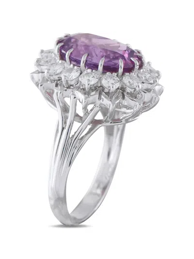 Pre-owned Lb Exclusive Diamond And Purple Sapphire Ring In Silver