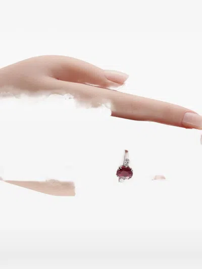 Pre-owned Lb Exclusive Diamond And Rubellite Ring In Silver