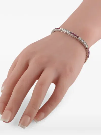 Pre-owned Lb Exclusive Diamond And Ruby Bracelet In Silver