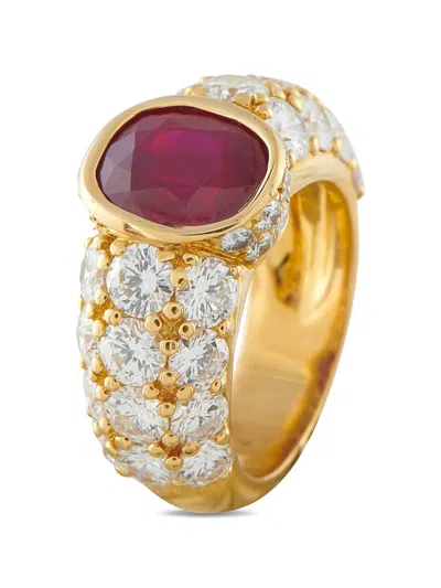 Pre-owned Lb Exclusive Diamond And Ruby Cocktail Ring In Gold
