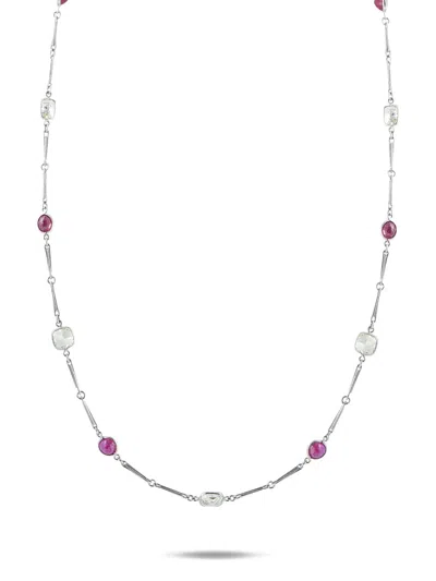 Pre-owned Lb Exclusive Diamond And Ruby Necklace In Silver