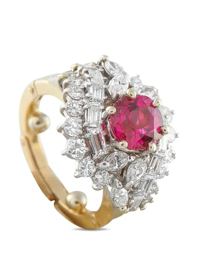 Pre-owned Lb Exclusive Diamond And Ruby Ring In Gold