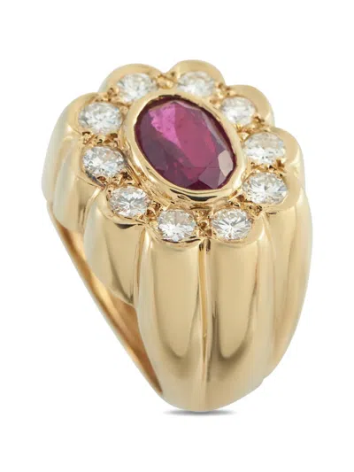 Pre-owned Lb Exclusive Diamond And Ruby Ring In Gold