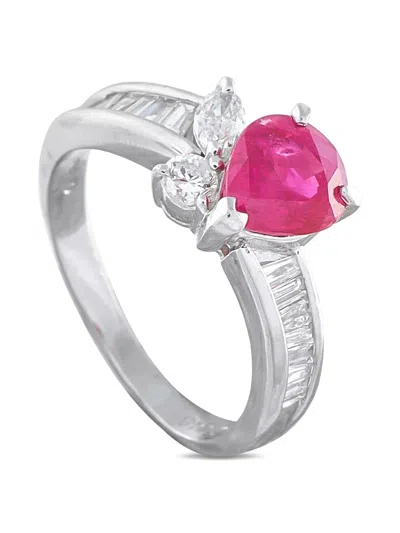 Pre-owned Lb Exclusive Diamond And Ruby Ring In Silver