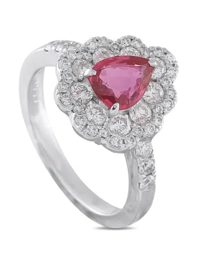 Pre-owned Lb Exclusive Diamond And Ruby Ring In Silver