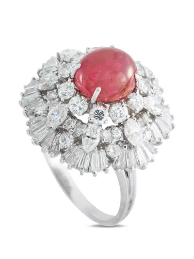 Pre-owned Lb Exclusive Diamond And Ruby Ring In Silver