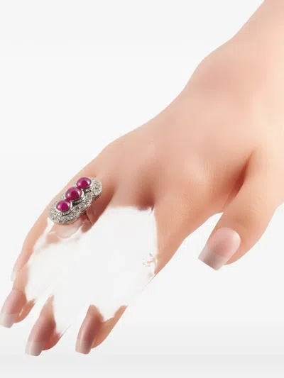 Pre-owned Lb Exclusive Diamond And Ruby Ring In Silver