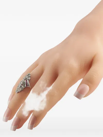 Pre-owned Lb Exclusive Diamond And Ruby Ring In Silver