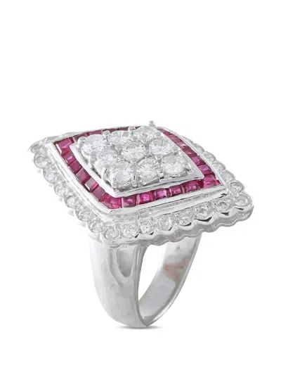 Pre-owned Lb Exclusive Diamond And Ruby Ring In Silver