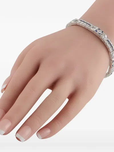 Pre-owned Lb Exclusive Diamond And Sapphire Bracelet In Silver