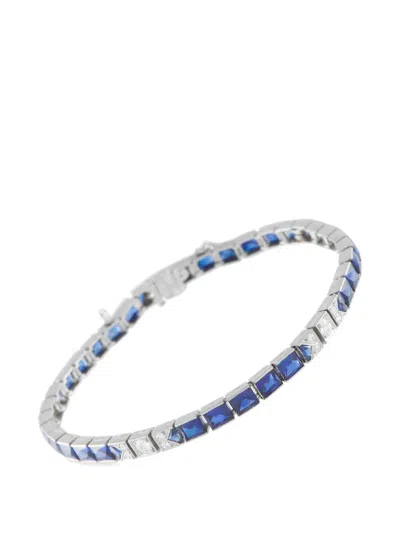 Pre-owned Lb Exclusive Diamond And Sapphire Bracelet In Silver