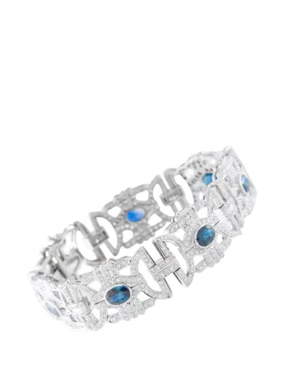 Pre-owned Lb Exclusive Diamond And Sapphire Bracelet In Silver