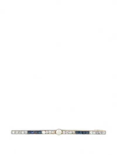 Pre-owned Lb Exclusive Diamond And Sapphire Brooch In Gold