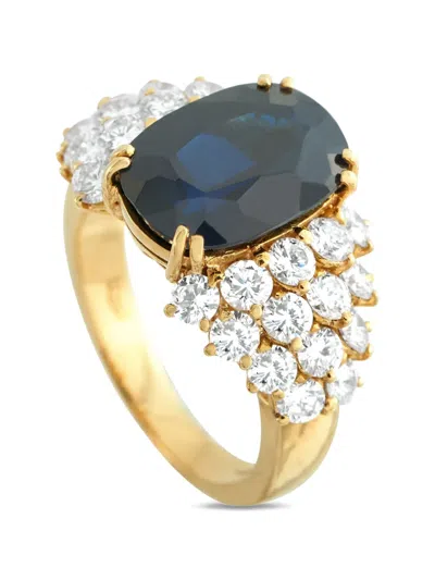 Pre-owned Lb Exclusive Diamond And Sapphire Embellished Ring In Gold