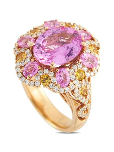 Pre-owned Lb Exclusive Diamond And Sapphire Embellished Ring In Pink