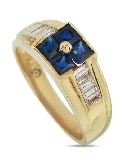 Pre-owned Lb Exclusive Diamond And Sapphire Ring In Gold