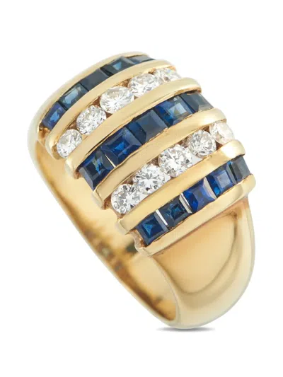 Pre-owned Lb Exclusive Diamond And Sapphire Ring In Gold