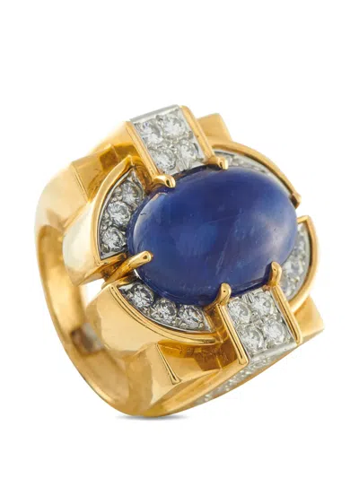 Pre-owned Lb Exclusive Diamond And Sapphire Ring In Gold