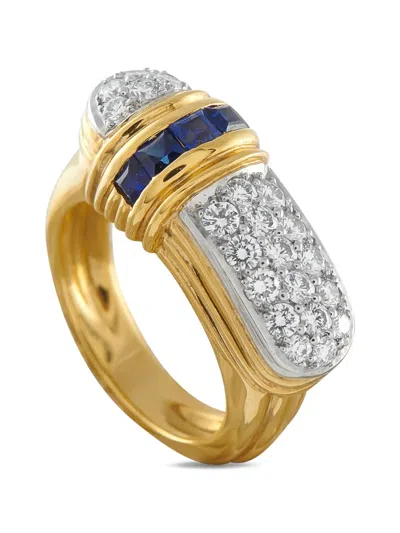 Pre-owned Lb Exclusive Diamond And Sapphire Ring In Gold