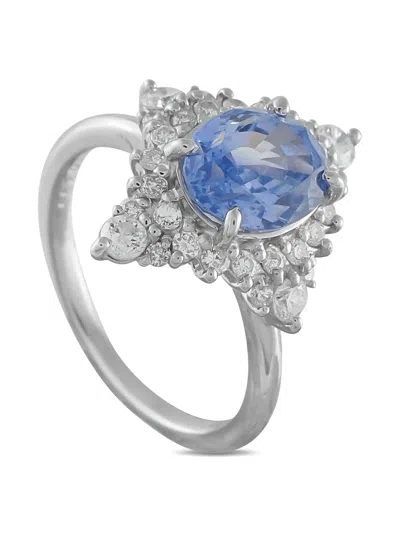 Pre-owned Lb Exclusive Diamond And Sapphire Ring In Silver