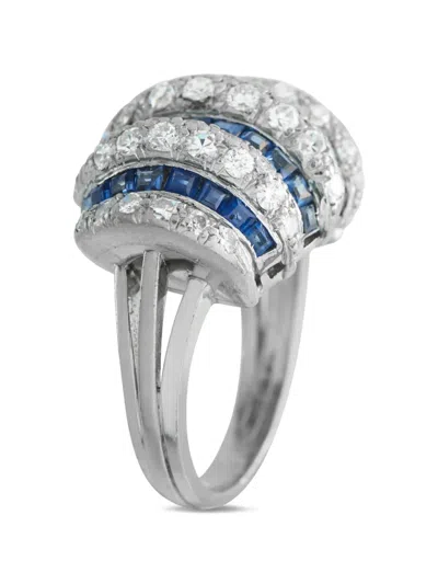 Pre-owned Lb Exclusive Diamond And Sapphire Ring In Silver