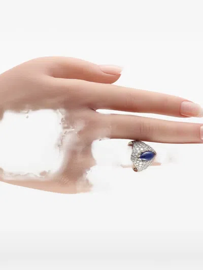 Pre-owned Lb Exclusive Diamond And Sapphire Ring In Silver