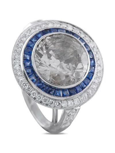 Pre-owned Lb Exclusive Diamond And Sapphire Ring In Silver