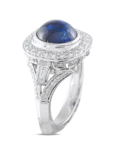 Pre-owned Lb Exclusive Diamond And Sapphire Ring In Silver