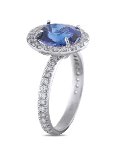 Pre-owned Lb Exclusive Diamond And Sapphire Ring In Silver