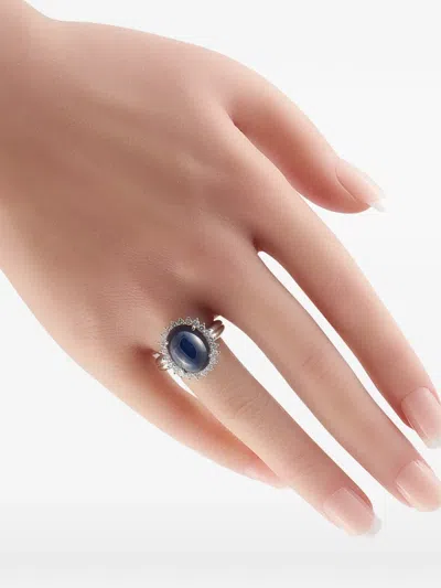 Pre-owned Lb Exclusive Diamond And Sapphire Ring In Silver