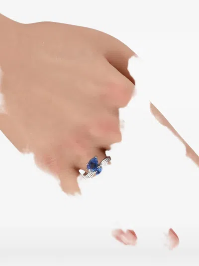 Pre-owned Lb Exclusive Diamond And Sapphire Ring In Silver