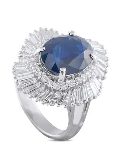 Pre-owned Lb Exclusive Diamond And Sapphire Ring In Silver