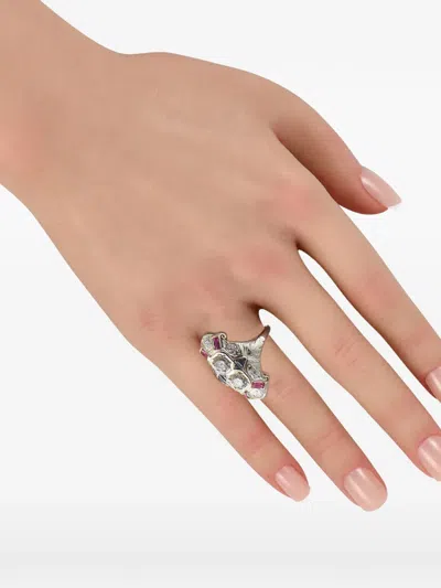Pre-owned Lb Exclusive Diamond And Sapphire Ring In Silver