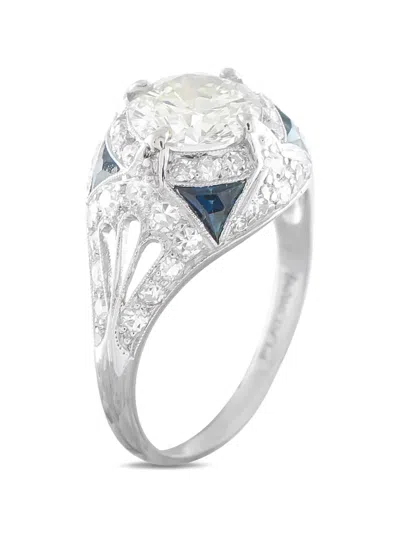 Pre-owned Lb Exclusive Diamond And Sapphire Ring In Silver