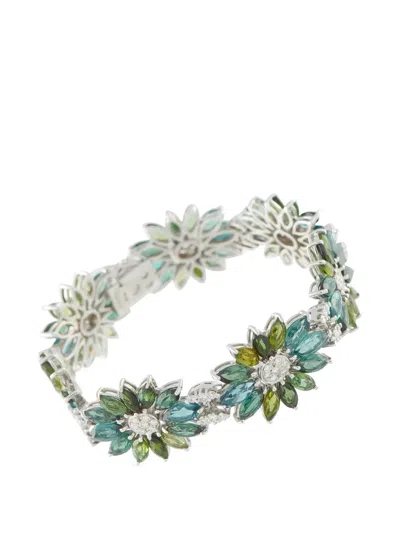 Pre-owned Lb Exclusive Diamond And Tourmaline Bracelet In Silver