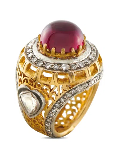 Pre-owned Lb Exclusive Diamond And Tourmaline Ring In Gold