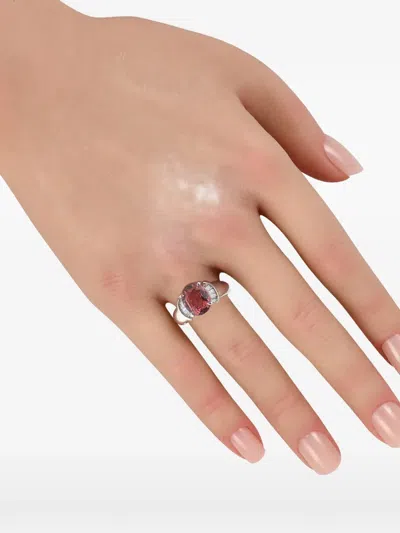 Pre-owned Lb Exclusive Diamond And Tourmaline Ring In Silver